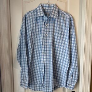 Peter Millar Light Blue Plaid Men's Shirt